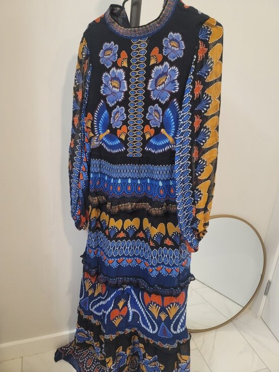 Farm Rio Dresses & Skirts - FARM RIO Ainika Sparkle Black Long Sleeve Maxi Dress Size L